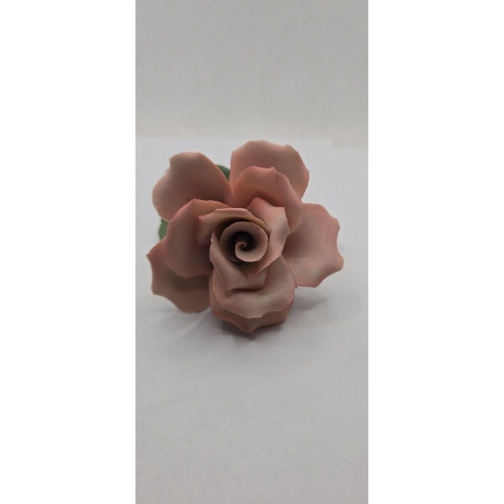 Capodimonte Nuova Mauve Pink Single Porcelain Rose Painted By Hand Vintage